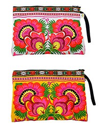 ハンドメイドフラワー刺繍ポーチ