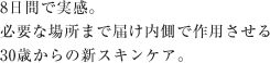 8日間で実感。必要な場所まで届け内側で作用させる30歳からの新スキンケア。