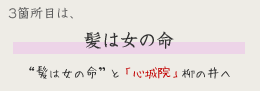  3箇所目は、髪は女の命　そして”髪は女の命”と「心城院」柳の井へ。