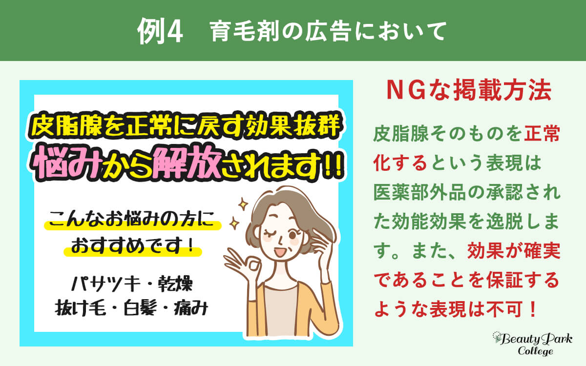 例４.育毛剤の広告において