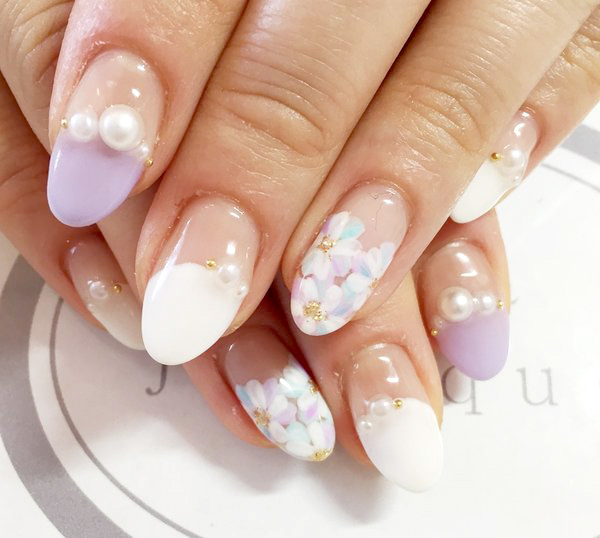 nail salon julique～ジュリーク～ ［山梨県/甲府］ 爪先にもお花が咲いた♪ふんわりフラワーフレンチ☆