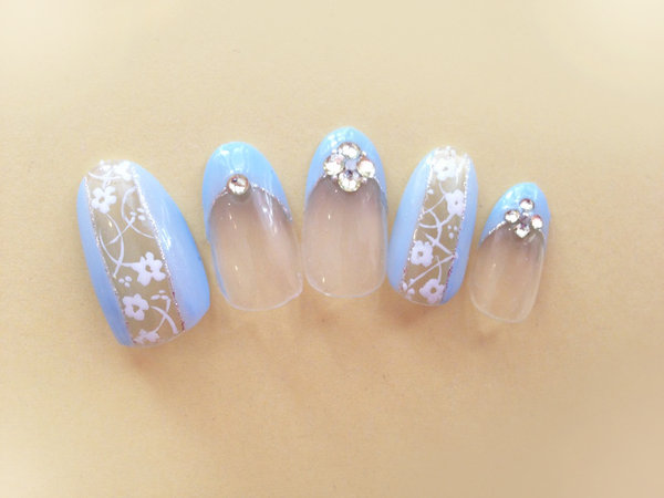 エクセレントネイル　西新店 ［福岡県/西新/姪浜］ 【清楚レース】優しい色合いが大人っぽい♪年代を問わないショートネイル
