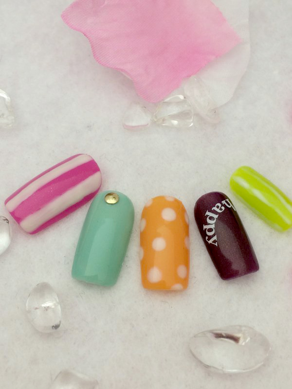 アロマ＆ネイル Orange Tree ［秋田県/秋田］ 【ショートネイル】POPストライプ