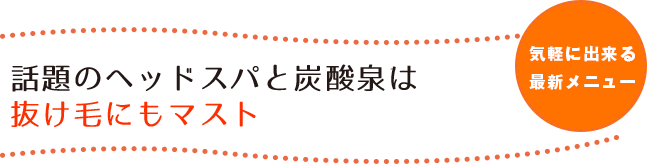 話題のヘッドスパと炭酸泉で抜け毛にもマスト