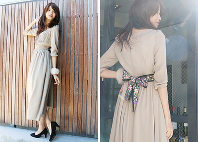 デートにオススメコーデ3ビーズ刺繍マキシワンピ(¥32,940)