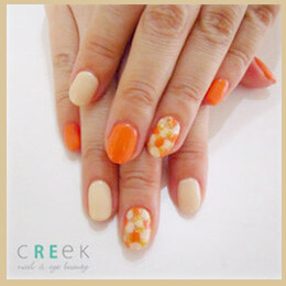 オレンジ系ネイル画像