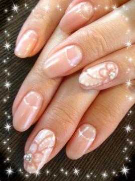 逆フレンチ＆フラワーアート|Nail  Salon Rikka
