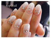 逆フレンチホワイト＆パールラメフレンチ|Rep Nail Salon＆School