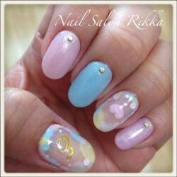 ワンカラー×ドットアート|Nail  Salon Rikka
