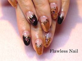 ゴールド×ブラックフレンチ|Flawless　Nail