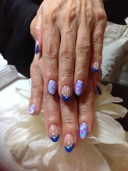 ブルー＆パープルの垂らし込みアート|Fils 苦楽園店