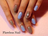 ブルー×グレージュ|Flawless　Nail