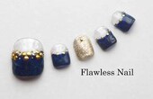 ネイビー×ゴールドスタッズ|Flawless　Nail