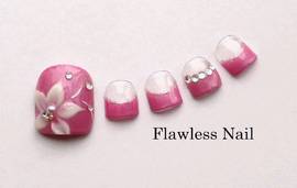 ピンク×３Dフラワー|Flawless　Nail