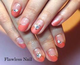 パールオレンジフレンチ|Flawless　Nail