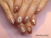 レオパード×パールブラウン|Flawless　Nail