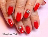 赤×ポイントパーツ|Flawless　Nail