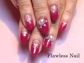 ピンク×ストーンアート|Flawless　Nail