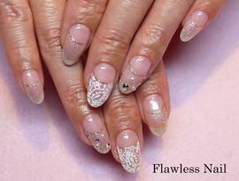 シースルーフレンチホワイトアート|Flawless　Nail