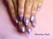 ブルーラメグラデーション×ストーンアート|Flawless　Nail
