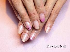 ベージュパール×ポイントピンクラメ|Flawless　Nail