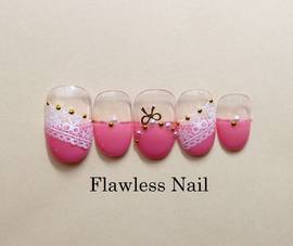 ピンクリボンフレンチ|Flawless　Nail