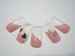 斜めフレンチ×ピーコック×リボン