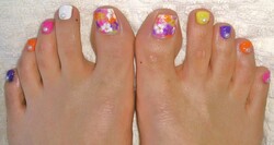 カラフルフットジェル×ぼかしたお花のアート