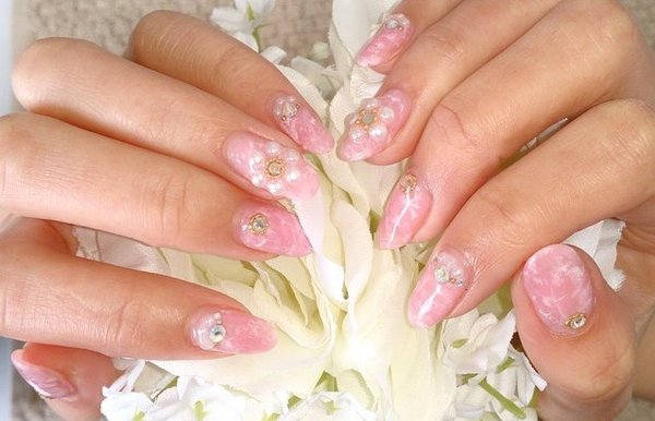 ピンクマーブル×パールストーン|Beauty salon Reir