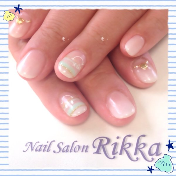 サマーボーダーネイル|Nail  Salon Rikka