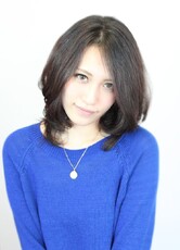 黒髪肩下毛先ふんわりパーマ|Wiz-R 成田三里塚店　美容室