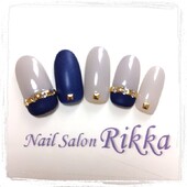 グレー×ネイビー　バイカラーネイル|Nail  Salon Rikka