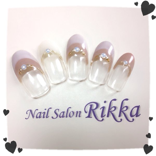 ホワイト×グレージュのダブルフレンチ|Nail  Salon Rikka