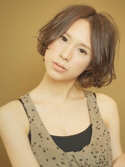 クールフェミニンマッシュボブパーマ 