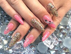 ピンク＆ラメネイル☆彡|Rococo Lovelya Nail 緑店