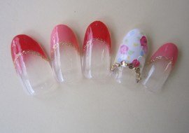 【ジェルネイル】　お花柄ネイル