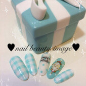 ギンガムチェックネイル♡ジェルアート|nail beauty image