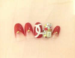 赤フレンチアート|エクセレントネイル　アミュプラザおおいた店