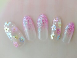 クリアベースに爽やかなお花アート