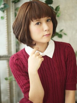 ザックリ可愛いバングのウェービーミディアム