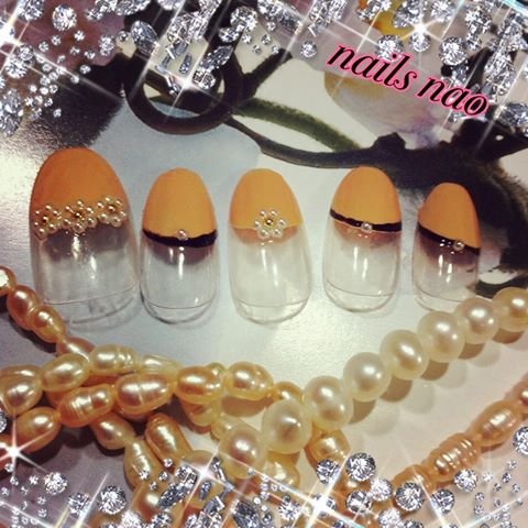 ナチュラル　バルーンフレンチ＆パール|nails nao