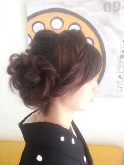 和服でゆるふわヘアセット