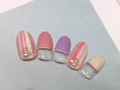 春☆ストライプネイル|エクセレントネイル　アミュプラザおおいた店