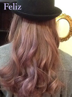 ピンクラベンダーのハイトーンカラーfeliz名古屋