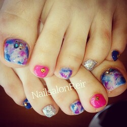 フットジェル　リゾートタイダイネイル