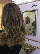 外国人風ヘア ハイライトカラー feliz名古屋|feliz
