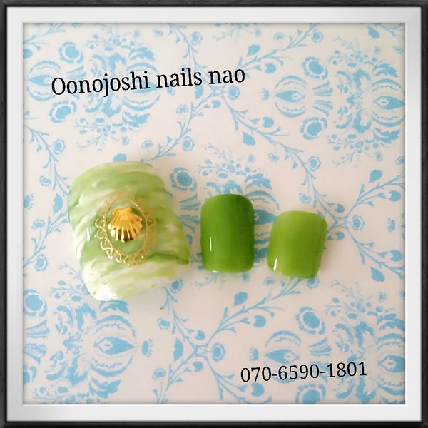 マーブル&amp;グリーンネイル|nails nao