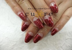 キラキラ　ラメ逆フレンチ