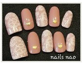 レース&amp;梨地ハートスタッズ|nails nao