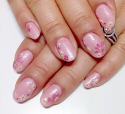 【ジェルネイル】桜　手描き